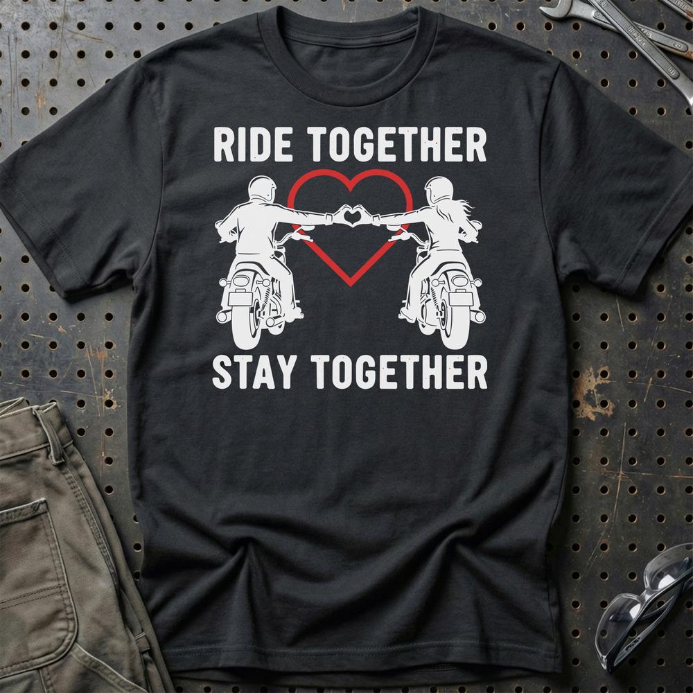 Ride Together Stay Together – Unisex T-Shirt , Bomuld-Beklædning-Garage Culture-Sort-S-Garage Culture Shop- garage - man cave - merchandise
