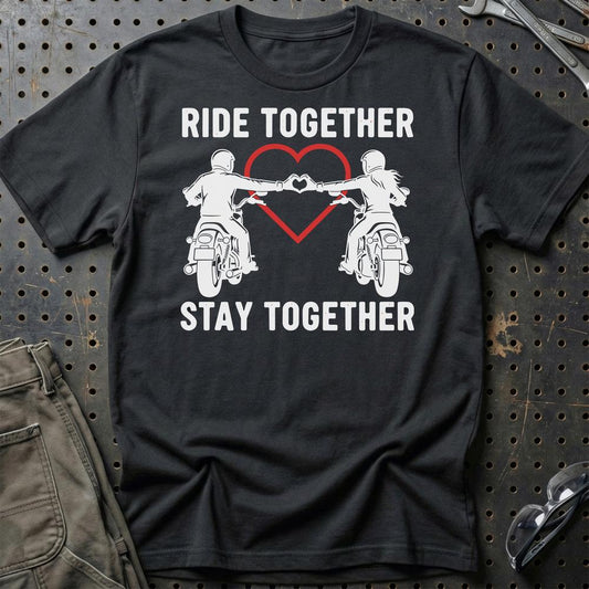 Ride Together Stay Together – Unisex T-Shirt , Bomuld-Beklædning-Garage Culture-Sort-S-Garage Culture Shop- garage - man cave - merchandise