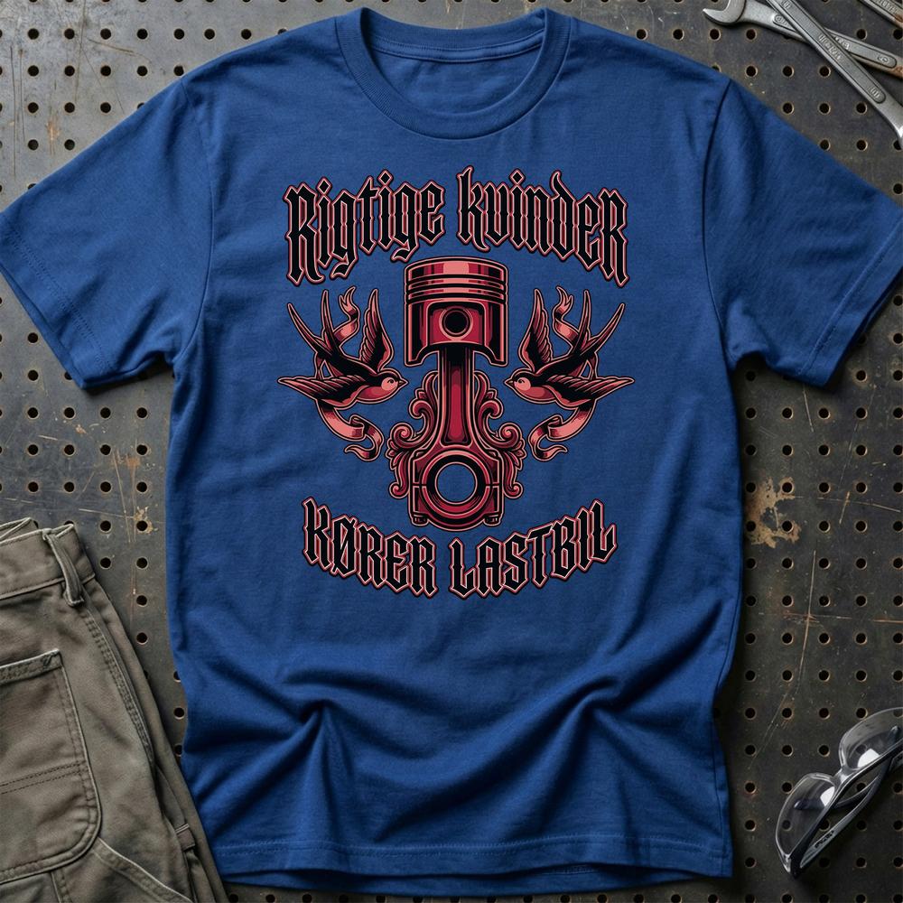 Rigtige Kvinder Kører Lastbil T-Shirt-Beklædning-Garage Culture-Blå Royal-S-Garage Culture Shop- garage - man cave - merchandise