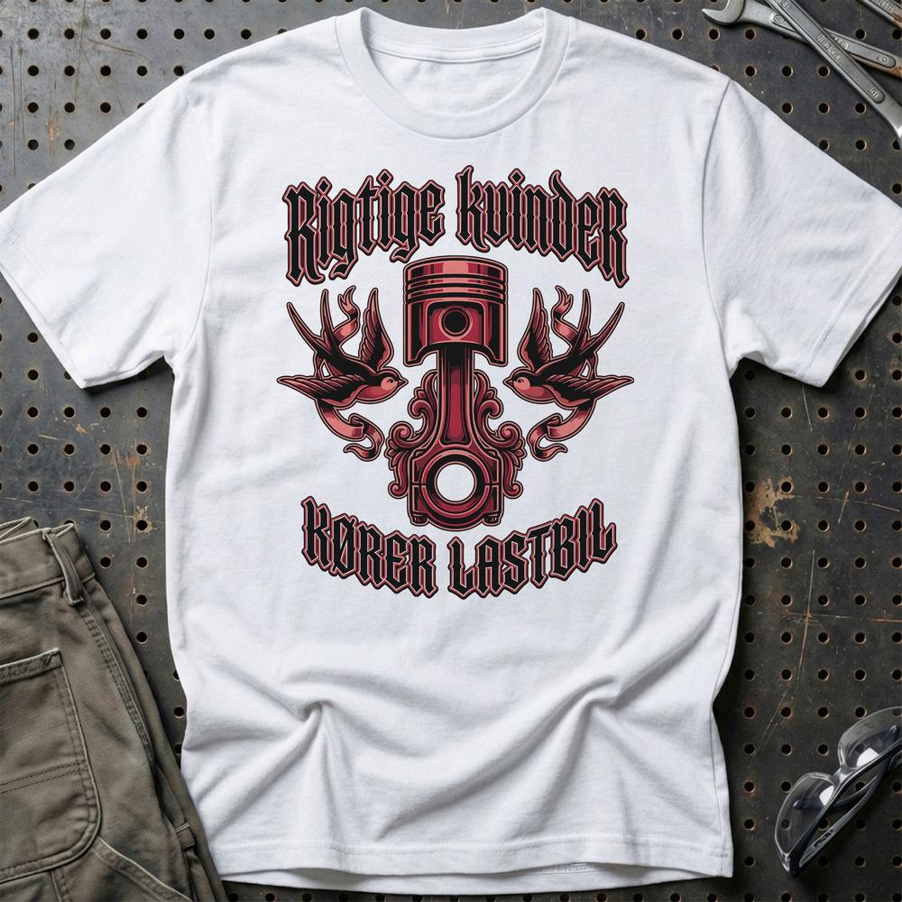 Rigtige Kvinder Kører Lastbil T-Shirt-Beklædning-Garage Culture-Hvid-S-Garage Culture Shop- garage - man cave - merchandise