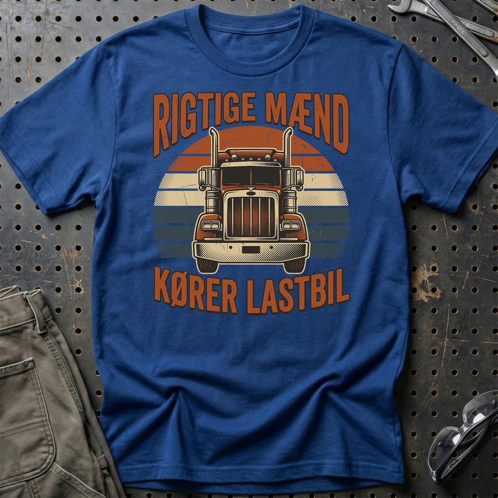 Rigtige Mænd Kører Lastbil T-Shirt-Beklædning-Garage Culture-Blå Royal-S-Garage Culture Shop- garage - man cave - merchandise