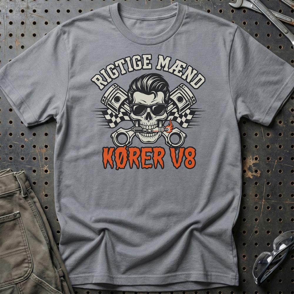 Rigtige Mænd Kører V8 T-Shirt-Beklædning-Garage Culture-Grå Sport-S-Garage Culture Shop- garage - man cave - merchandise