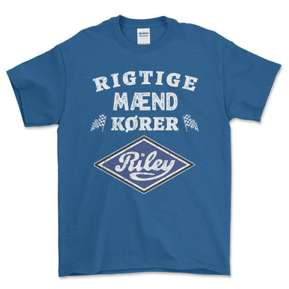 Riley Rigtige Mænd Kører - Unisex T-Shirt , Bomuld-Beklædning-Riley-Blå Royal-S-Forside-Garage Culture Shop- garage - man cave - merchandise
