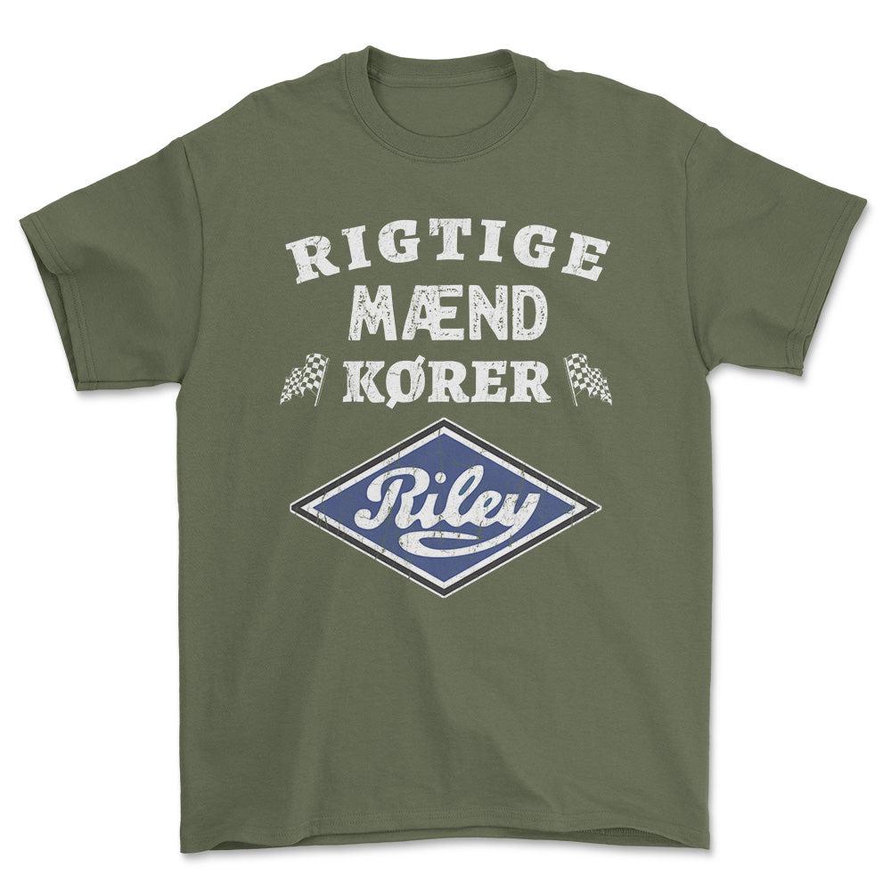 Riley Rigtige Mænd Kører - Unisex T-Shirt , Bomuld-Beklædning-Riley-Grøn Militær-S-Forside-Garage Culture Shop- garage - man cave - merchandise