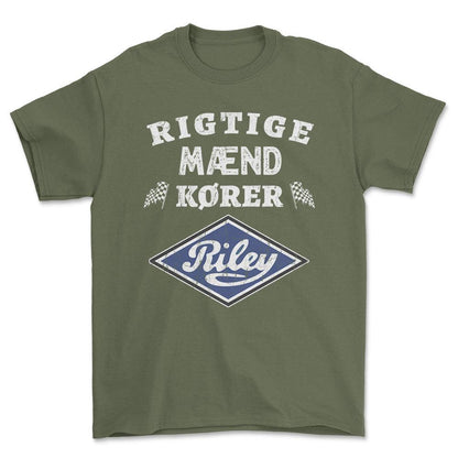 Riley Rigtige Mænd Kører - Unisex T-Shirt , Bomuld-Beklædning-Riley-Grøn Militær-S-Forside-Garage Culture Shop- garage - man cave - merchandise