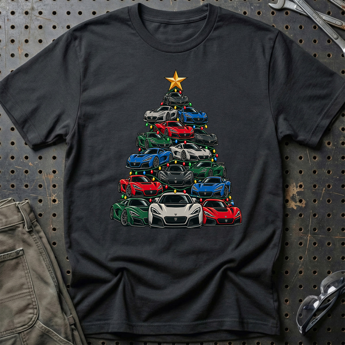 
Rimac Juletræ Christmas Tree Unisex T-Shirt – Sort – print foran