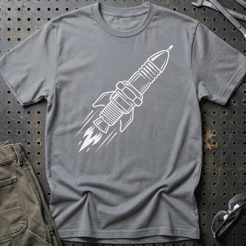 Rocket Plug - Klar Til Start T-Shirt-Beklædning-Garage Culture-Grå Sport-S-Garage Culture Shop- garage - man cave - merchandise