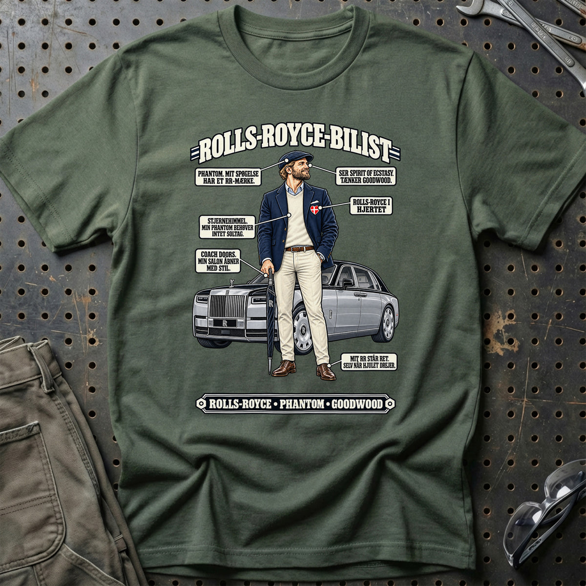 
Rolls Royce-Bilist T-Shirt – Grøn Militær