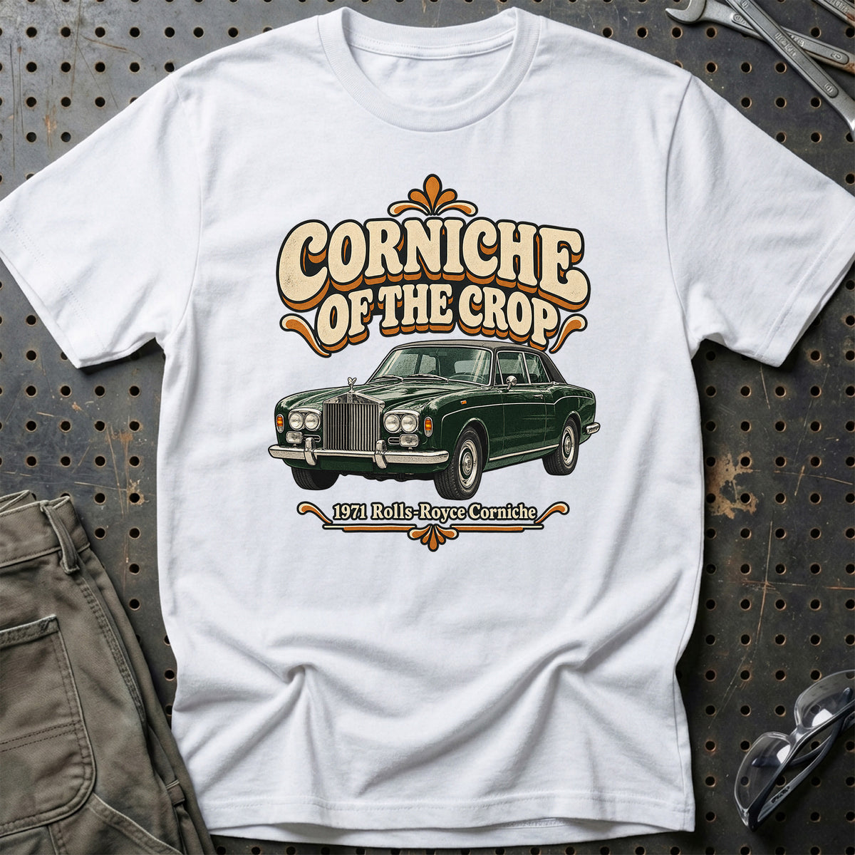 
Rolls-Royce Corniche 1971 – Corniche of the Crop T-Shirt – Hvid