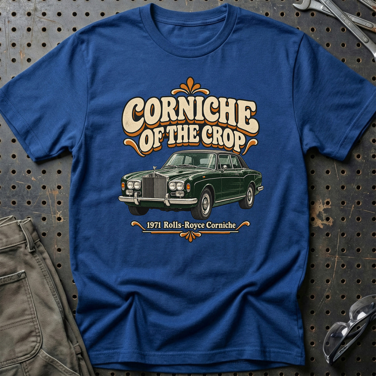 
Rolls-Royce Corniche 1971 – Corniche of the Crop T-Shirt – Blå Royal