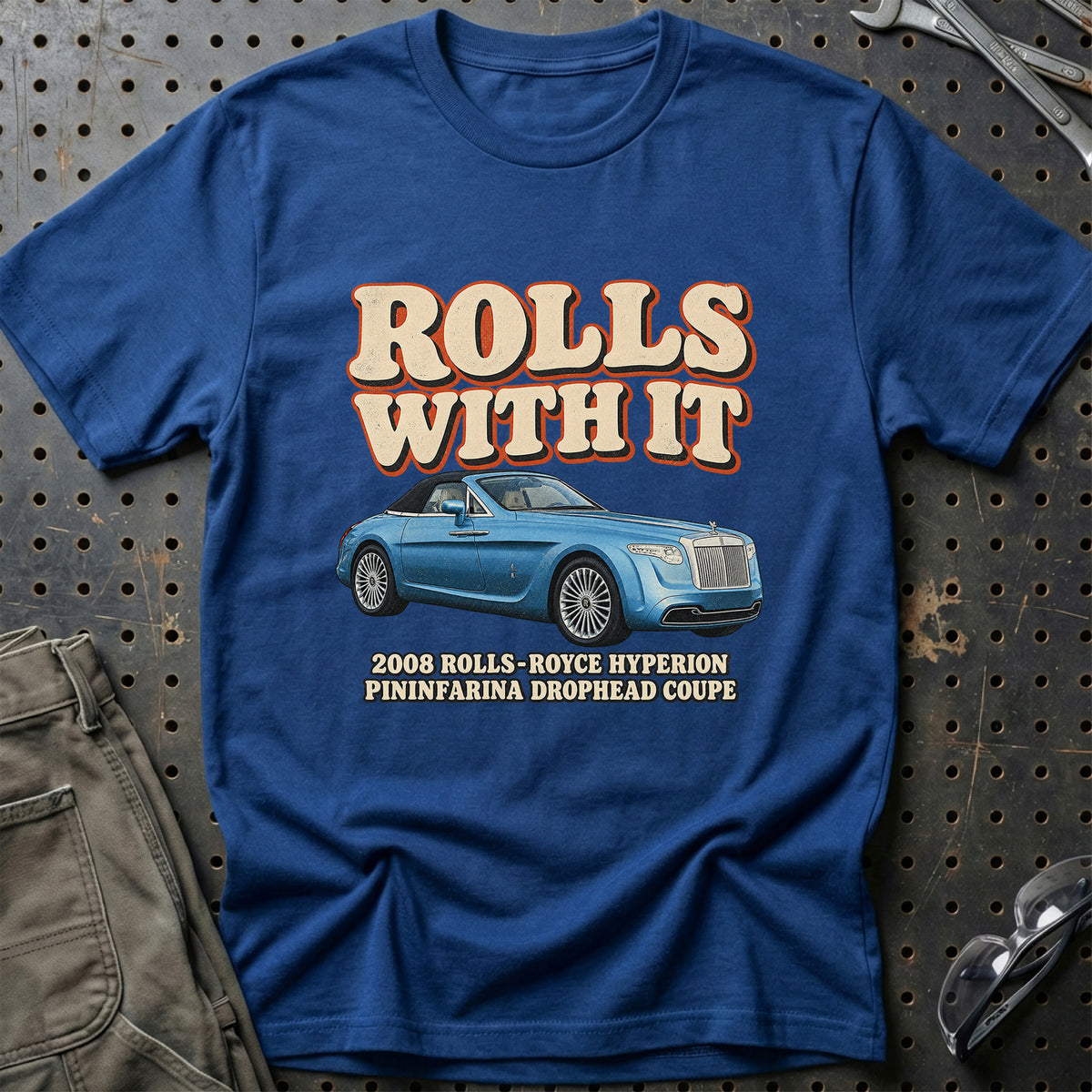 
Rolls-Royce Hyperion Pininfarina Drophead Coupe 2008 – Rolls with It T-Shirt – Blå Royal