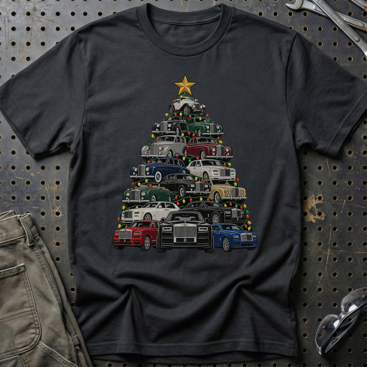 Rolls Royce Juletræ T-Shirt-Beklædning-Rolls Royce-Sort-S-Garage Culture Shop- garage - man cave - merchandise