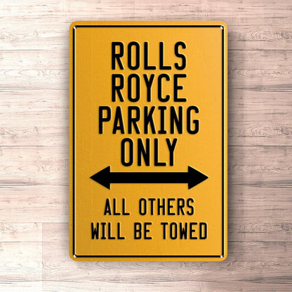Rolls Royce Parking Only Skilte, Musemåtte, Dørmåtte , Plakat-Parking skilte-Rolls Royce-Garage Culture Shop- garage - man cave - merchandise