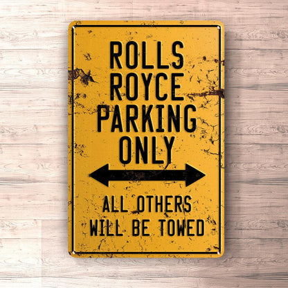 Rolls Royce Parking Only Skilte, Musemåtte, Dørmåtte , Plakat-Parking skilte-Rolls Royce-Garage Culture Shop- garage - man cave - merchandise