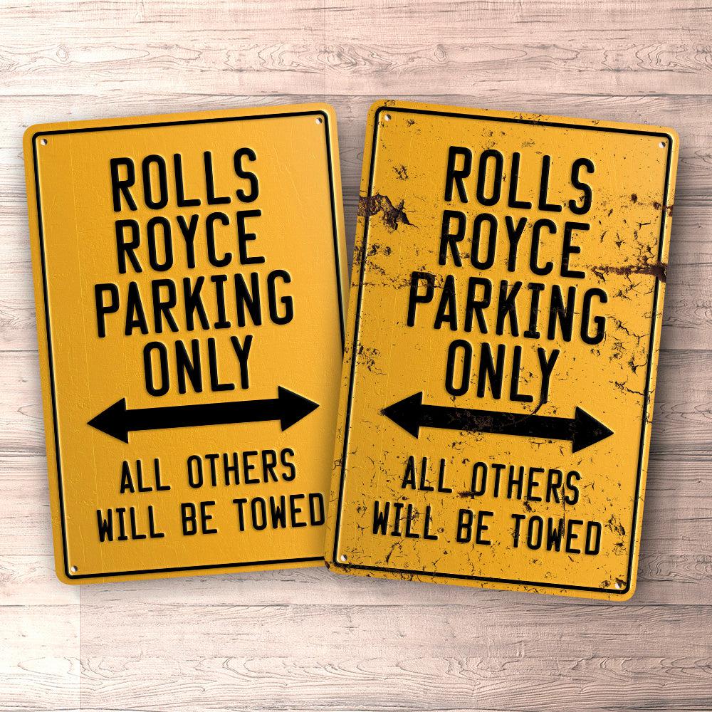 Rolls Royce Parking Only Skilte, Musemåtte, Dørmåtte , Plakat-Parking skilte-Rolls Royce-Garage Culture Shop- garage - man cave - merchandise