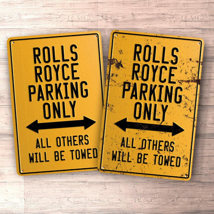 Rolls Royce Parking Only Skilte, Musemåtte, Dørmåtte , Plakat-Parking skilte-Rolls Royce-Garage Culture Shop- garage - man cave - merchandise