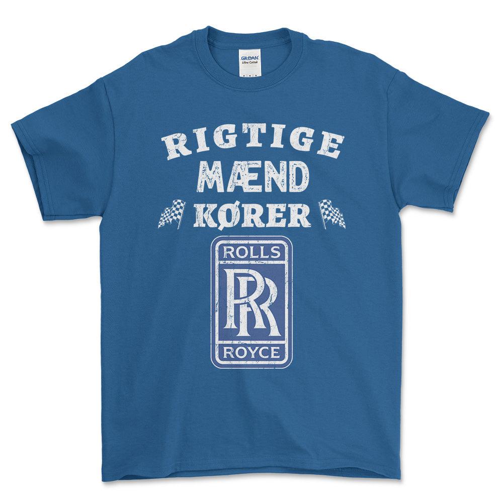 Rolls Royce Rigtige Mænd Kører - Unisex T-Shirt , Bomuld-Beklædning-Rolls Royce-Blå Royal-S-Forside-Garage Culture Shop- garage - man cave - merchandise