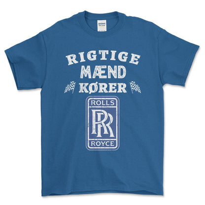 Rolls Royce Rigtige Mænd Kører - Unisex T-Shirt , Bomuld-Beklædning-Rolls Royce-Blå Royal-S-Forside-Garage Culture Shop- garage - man cave - merchandise