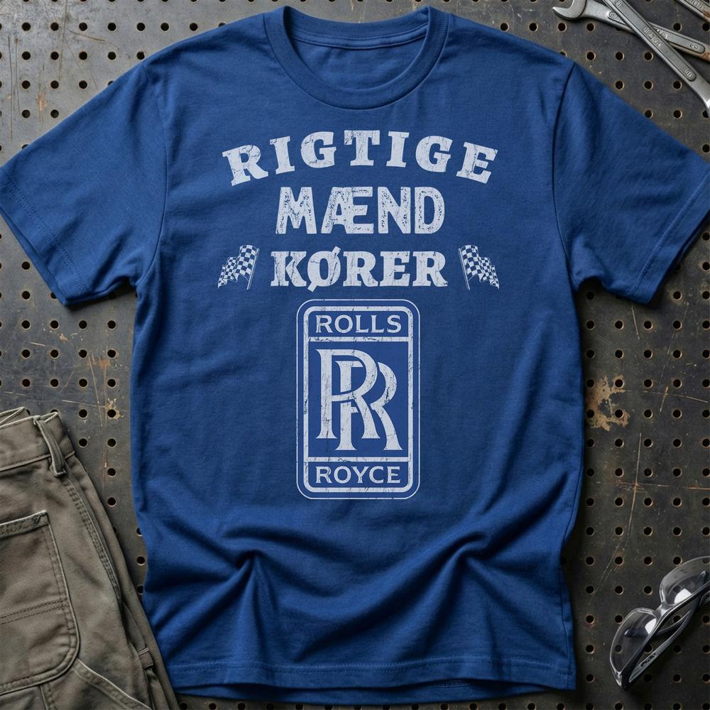 Rolls Royce Rigtige Mænd Kører - Unisex T-Shirt , Bomuld-Beklædning-Rolls Royce-Blå Royal-S-Garage Culture Shop- garage - man cave - merchandise
