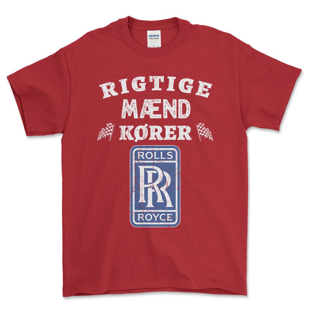 Rolls Royce Rigtige Mænd Kører - Unisex T-Shirt , Bomuld-Beklædning-Rolls Royce-Rød-S-Forside-Garage Culture Shop- garage - man cave - merchandise