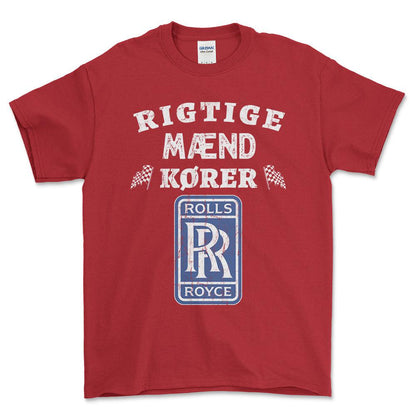 Rolls Royce Rigtige Mænd Kører - Unisex T-Shirt , Bomuld-Beklædning-Rolls Royce-Rød-S-Forside-Garage Culture Shop- garage - man cave - merchandise