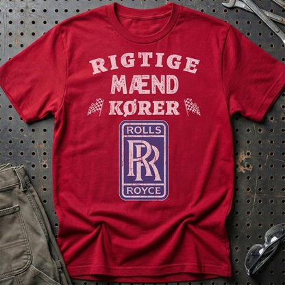Rolls Royce Rigtige Mænd Kører - Unisex T-Shirt , Bomuld-Beklædning-Rolls Royce-Rød-S-Garage Culture Shop- garage - man cave - merchandise