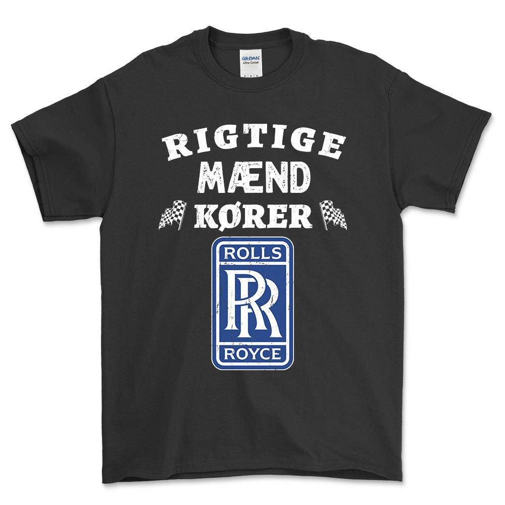 Rolls Royce Rigtige Mænd Kører - Unisex T-Shirt , Bomuld-Beklædning-Rolls Royce-Sort-S-Forside-Garage Culture Shop- garage - man cave - merchandise