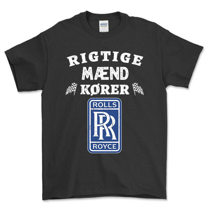 Rolls Royce Rigtige Mænd Kører - Unisex T-Shirt , Bomuld-Beklædning-Rolls Royce-Sort-S-Forside-Garage Culture Shop- garage - man cave - merchandise