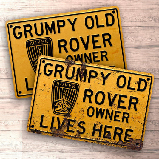 Rover Grumpy Old Rover Owner Lives Here Skilte, Musemåtte, Dørmåtte , Plakat-Skilte-Rover-Garage Culture Shop- garage - man cave - merchandise