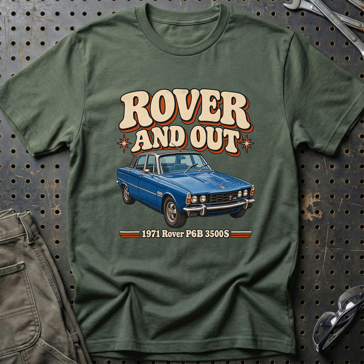 
Rover P6B 3500S 1971 – Rover and Out T-Shirt – Grøn Militær