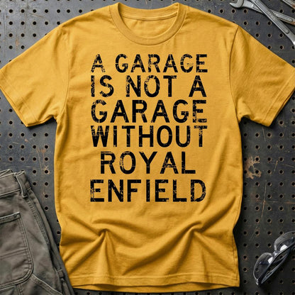 Royal Enfield - A Garage Is Not A Garage Without Royal Enfield - Unisex T-Shirt , Bomuld-Beklædning-Royal Enfield-Guld-S-Garage Culture Shop- garage - man cave - merchandise