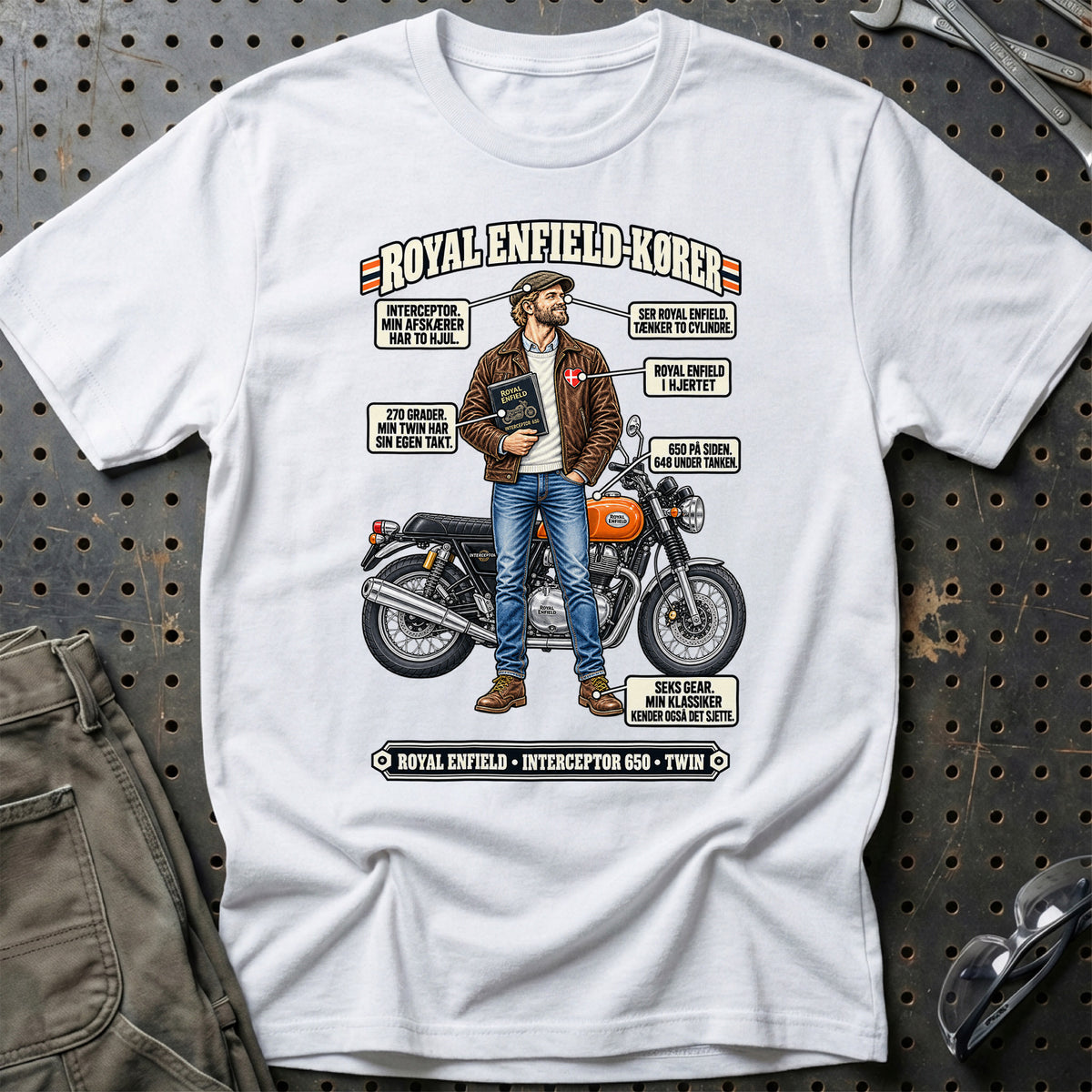 
Royal Enfield-Kører T-Shirt – Hvid