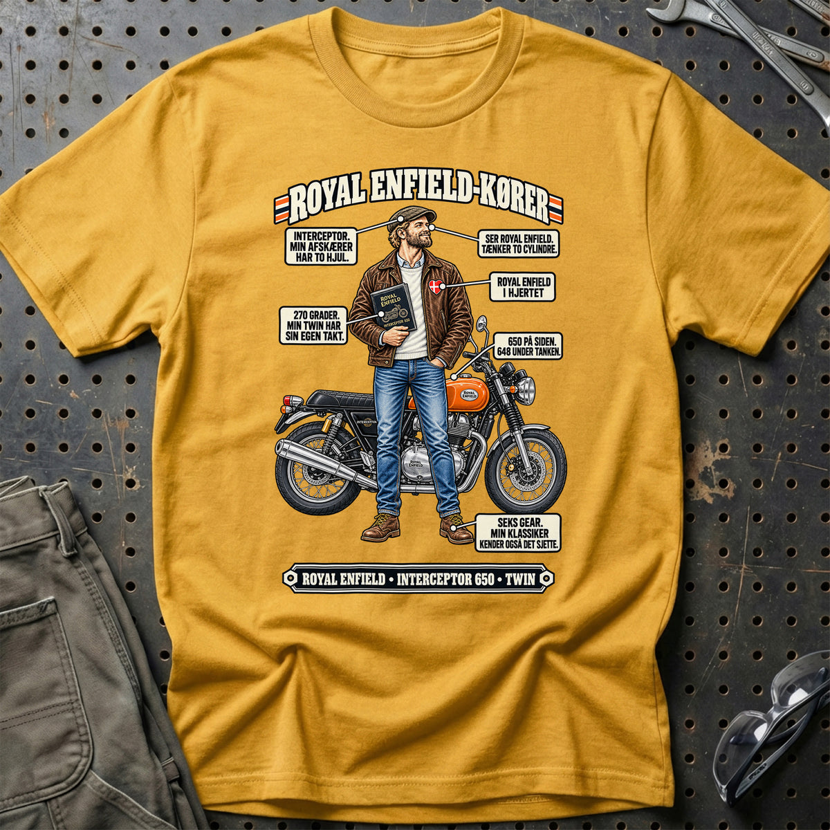 
Royal Enfield-Kører T-Shirt – Guld
