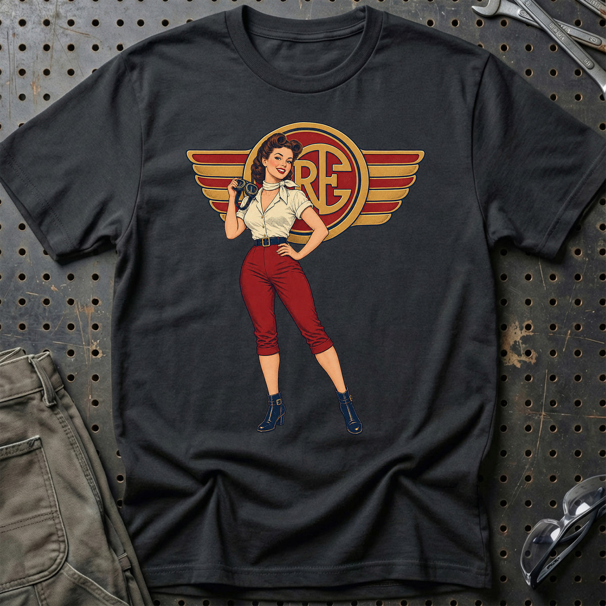 Royal Enfield Retro Pinup T-Shirt – Sort