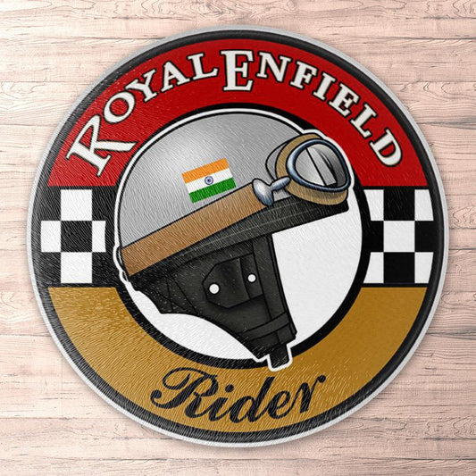 Royal Enfield Rider Runde Skilte , Musemåtte Rundt , Kop Underlag, Underlagssæt-Runde Skilte-Royal Enfield-Garage Culture Shop- garage - man cave - merchandise