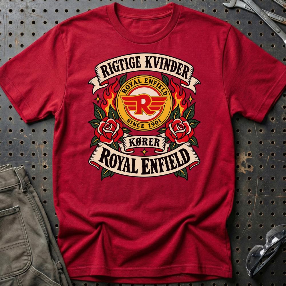 
Produktbillede af Royal Enfield Rigtige Kvinder Kører – Roser og Flammer T-Shirt