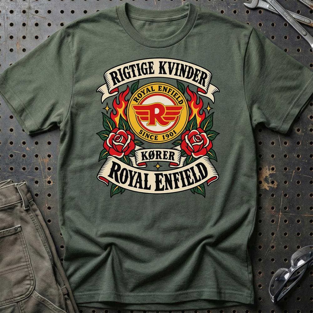 
Produktbillede af Royal Enfield Rigtige Kvinder Kører – Roser og Flammer T-Shirt