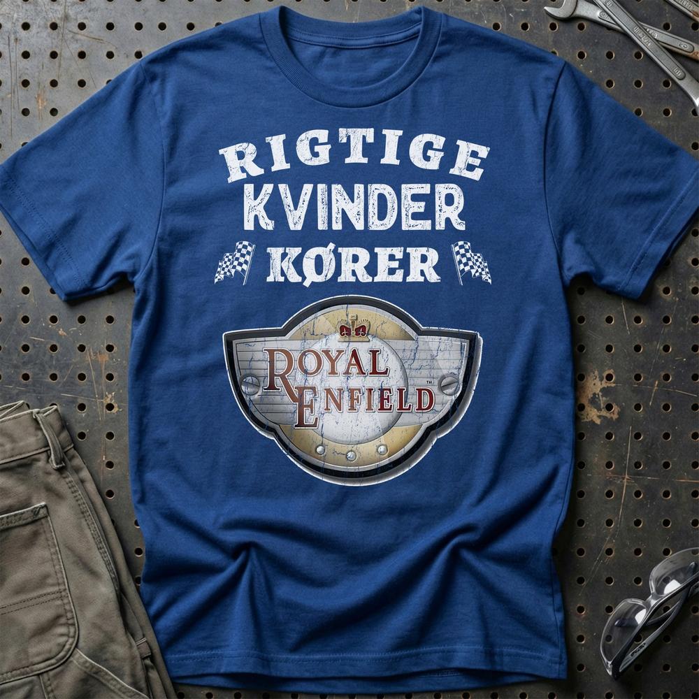 Royal Enfield Rigtige Kvinder Kører T-Shirt-Beklædning-Royal Enfield-Blå Royal-S-Garage Culture Shop- garage - man cave - merchandise