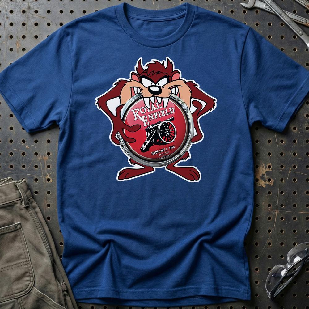 Royal Enfield TAZ Unisex T-Shirt , Bomul-Beklædning-Royal Enfield-Blå Royal-S-Garage Culture Shop- garage - man cave - merchandise