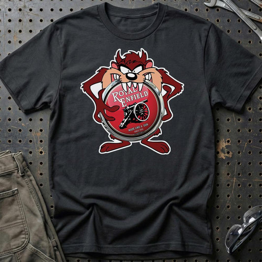 Royal Enfield TAZ Unisex T-Shirt , Bomul-Beklædning-Royal Enfield-Sort-S-Garage Culture Shop- garage - man cave - merchandise