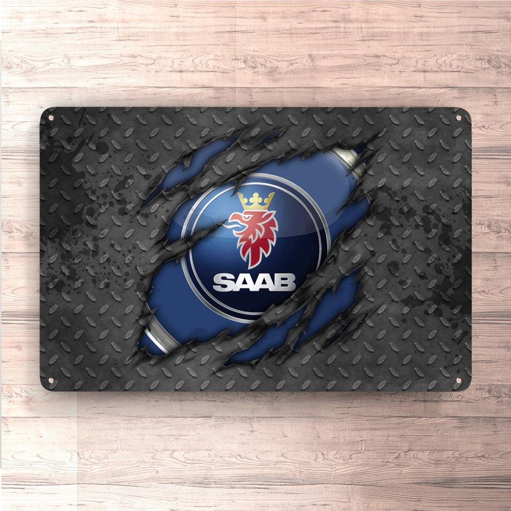 SAAB Ripped Skilte, Musemåtte, Dørmåtte , Plakat-Skilte-Saab-Garage Culture Shop- garage - man cave - merchandise