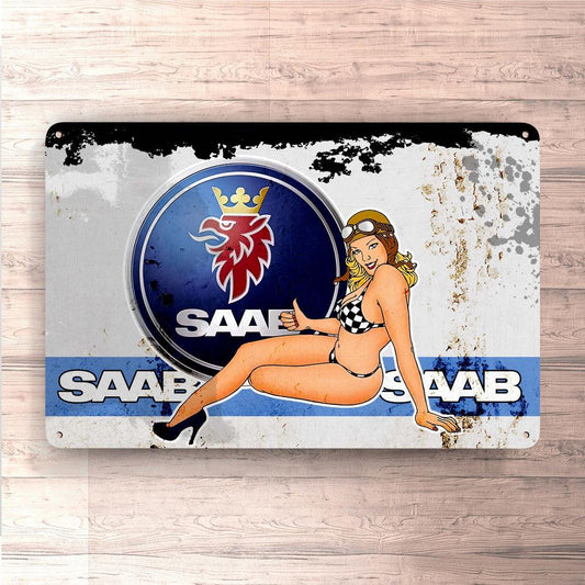 SAAB Skilte, Musemåtte, Dørmåtte , Plakat-Skilte-Saab-Garage Culture Shop- garage - man cave - merchandise