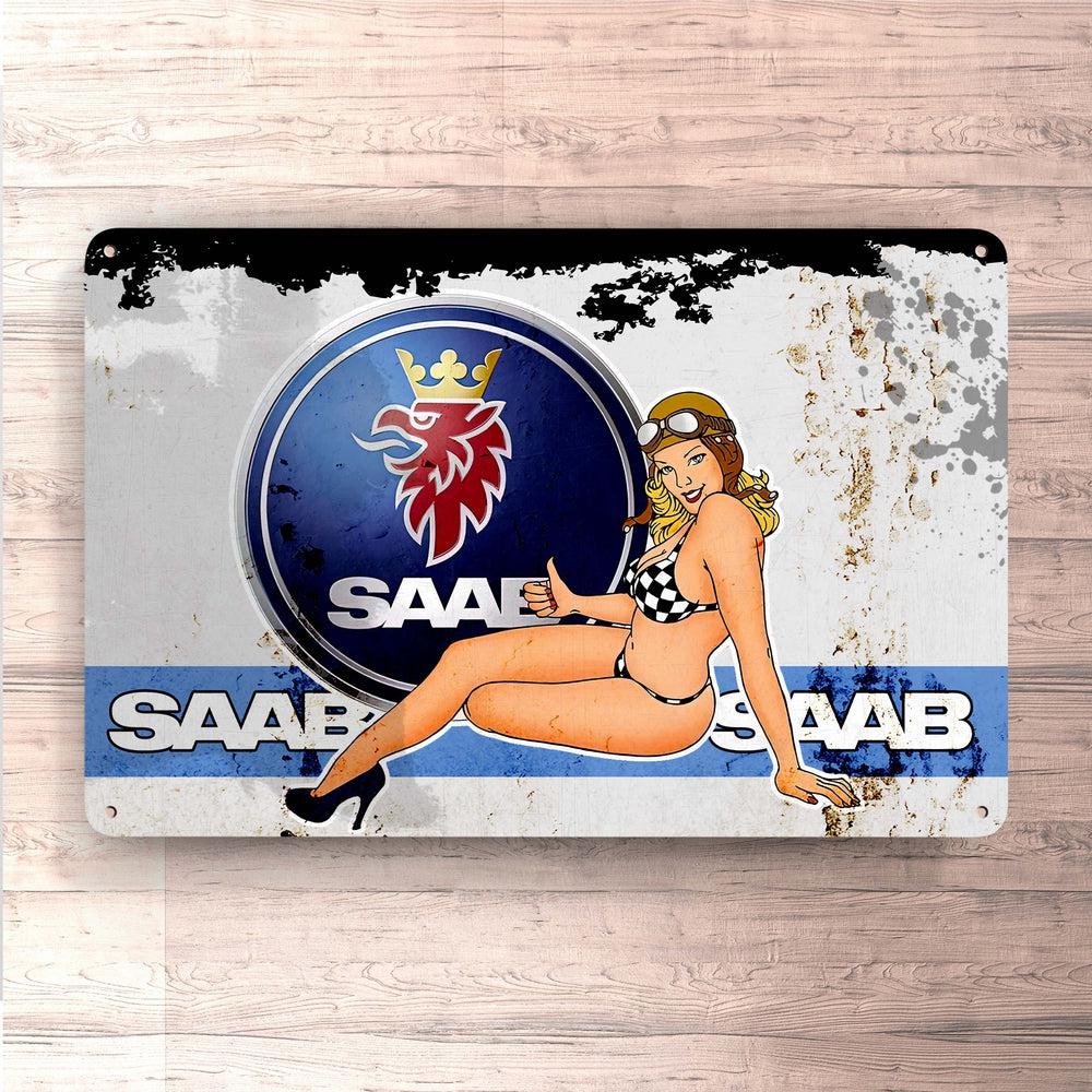 SAAB Skilte, Musemåtte, Dørmåtte-Skilte-Saab-Garage Culture Shop- garage - man cave - merchandise