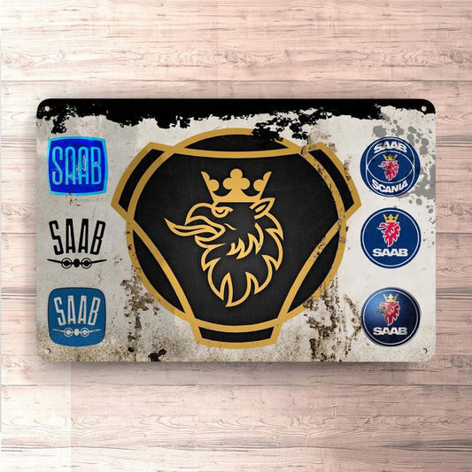 SAAB Skilte, Musemåtte, Dørmåtte-Skilte-Saab-Garage Culture Shop- garage - man cave - merchandise