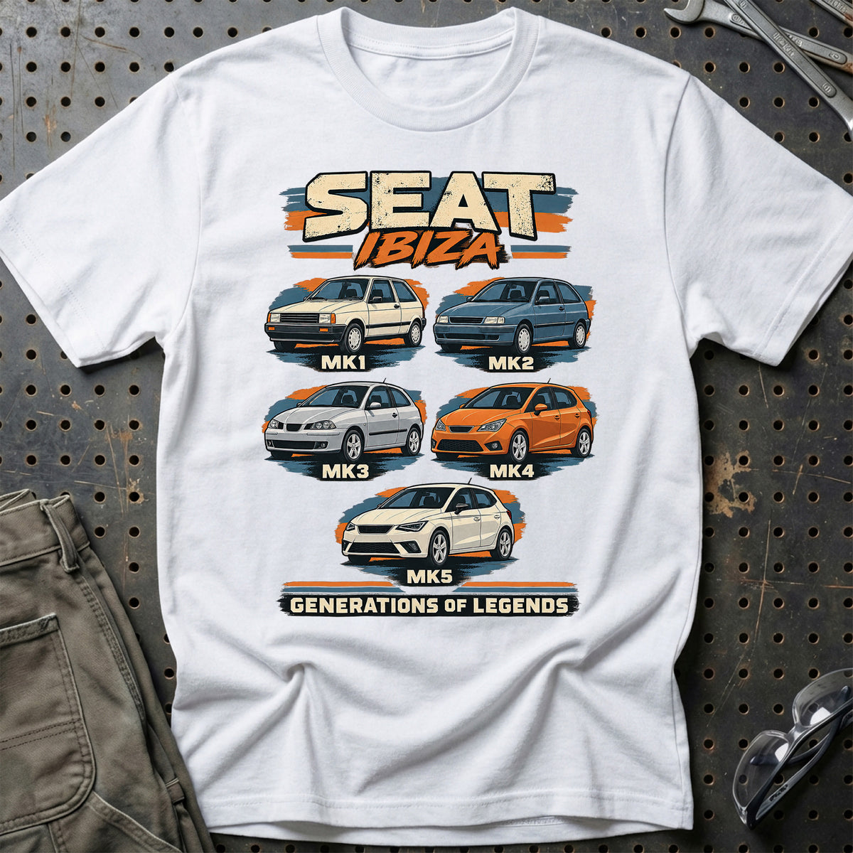 
SEAT Ibiza – Generations of Legends T-Shirt – Hvid