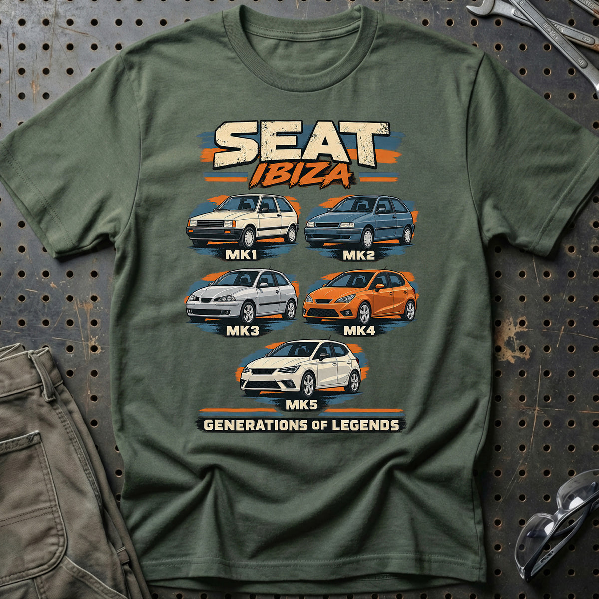 
SEAT Ibiza – Generations of Legends T-Shirt – Grøn Militær