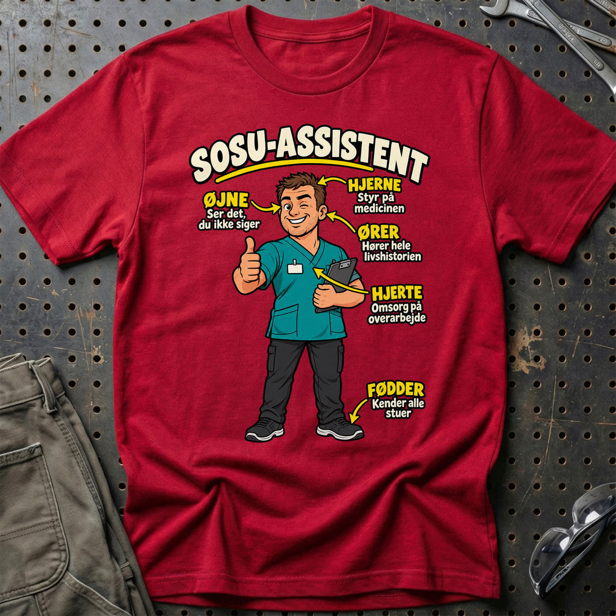 
SOSU-assistent – Anatomi T-Shirt – Rød