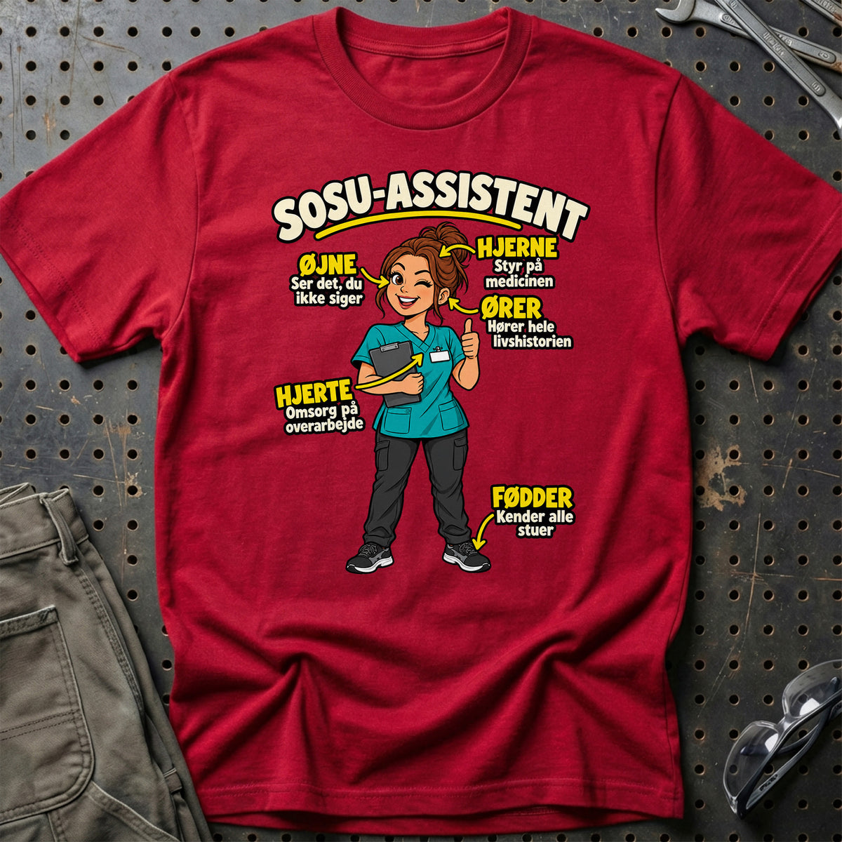
SOSU-assistent – Anatomi T-Shirt – Rød