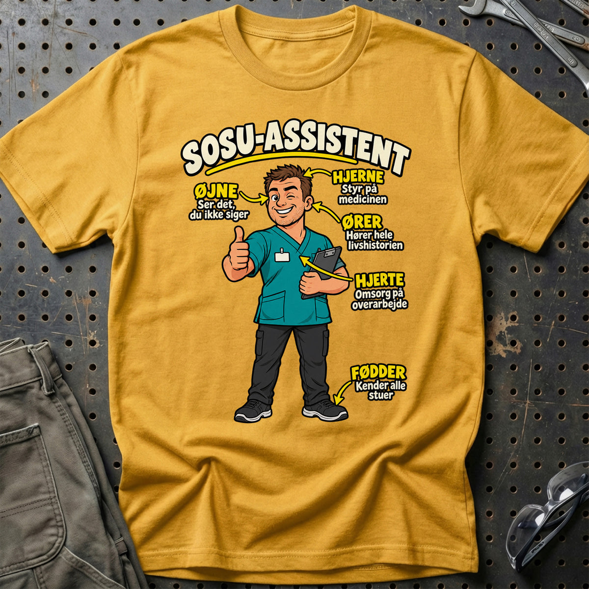 
SOSU-assistent – Anatomi T-Shirt – Guld