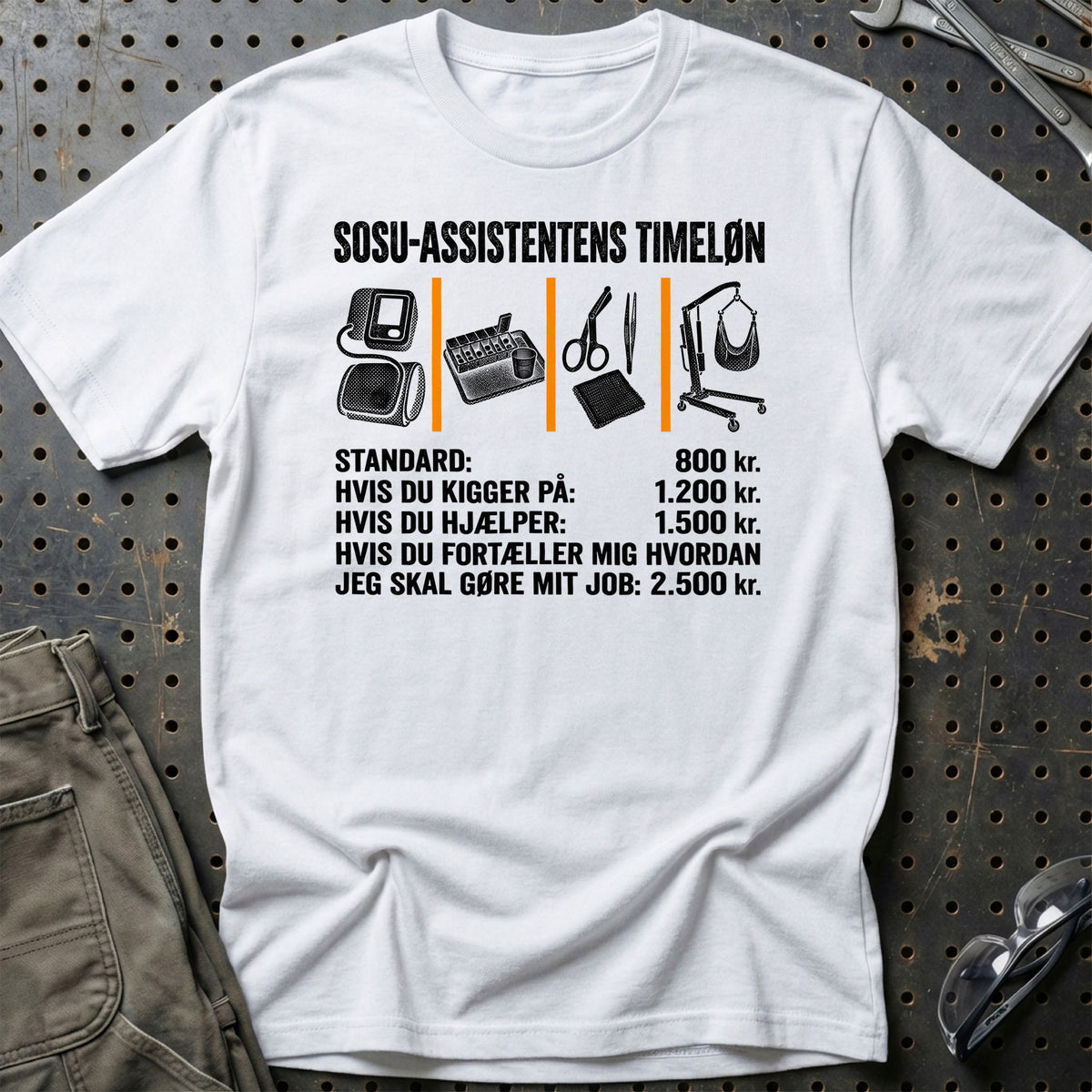 
SOSU-assistentens Timeløn T-Shirt – Hvid